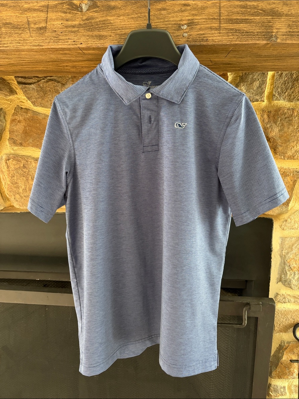 Vineyard Vines Boys Blue Micro-Striped Polo